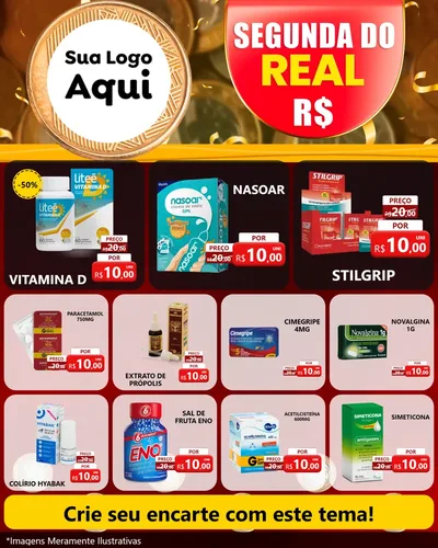 Modelo de Rede Social para Feed Instagram com o tema Segunda do Real para Farmácia