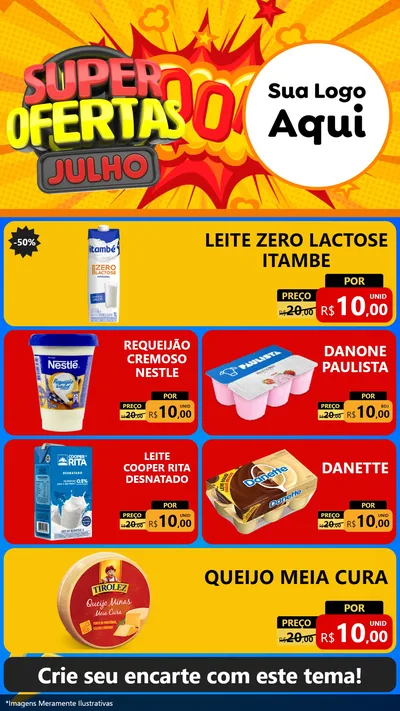 Modelo de TV para TV Vertical com o tema Super Ofertas Julho para Frios e Laticínios