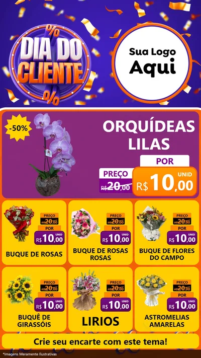 Modelo de Rede Social para Stories com o tema Dia do Cliente para Floricultura e jardim