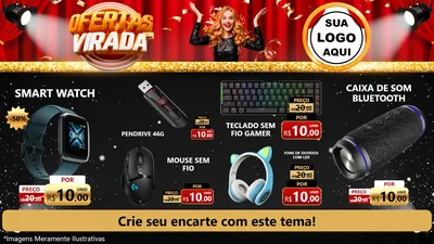 Modelo de TV para TV Horizontal com o tema Ofertas da Virada para Informática