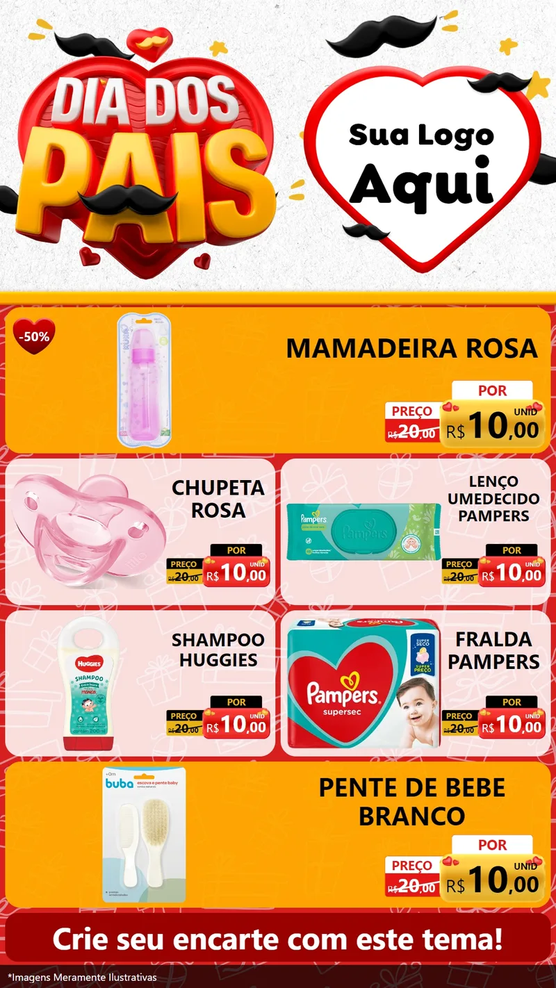 Modelo de TV para TV Vertical com o tema Dia dos Pais para Bebês