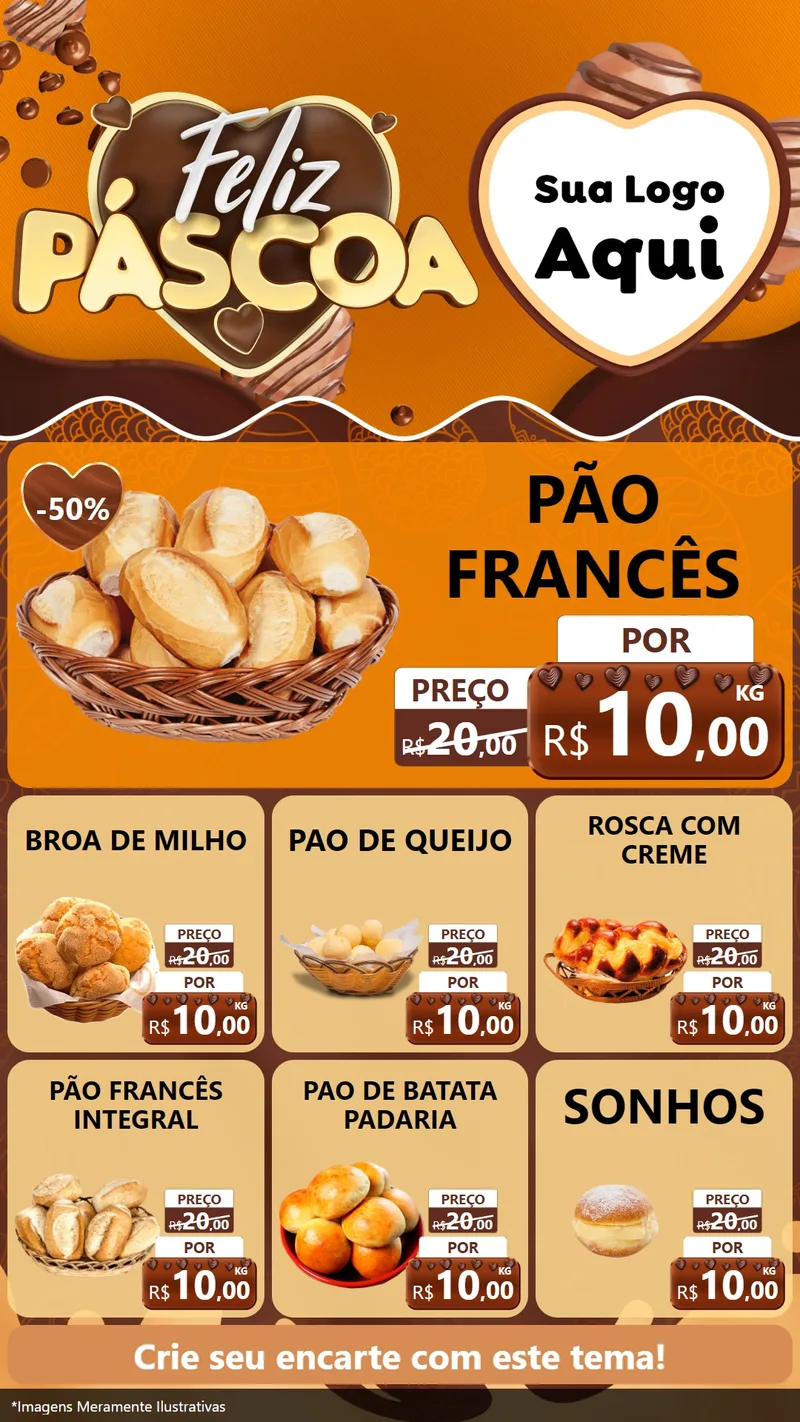 Modelo de Rede Social para Stories com o tema Feliz Páscoa para Padaria