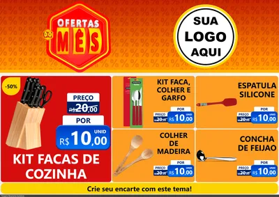 Modelo de Encarte para Encarte A4 Horizontal com o tema Ofertas do Mês para Utilidades Domésticas