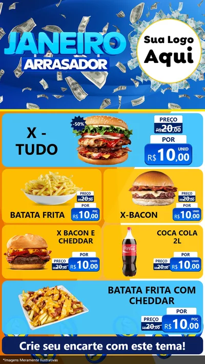Modelo de TV para TV Vertical com o tema Janeiro Arrasador para Hamburgueria