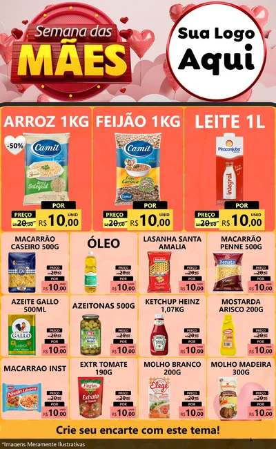 Modelo de Encarte para Encarte Grande com o tema Semana das Mães para Supermercado
