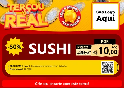 Modelo de Cartaz para Cartaz A4 Horizontal com o tema Terçou do Real para Comida japonesa