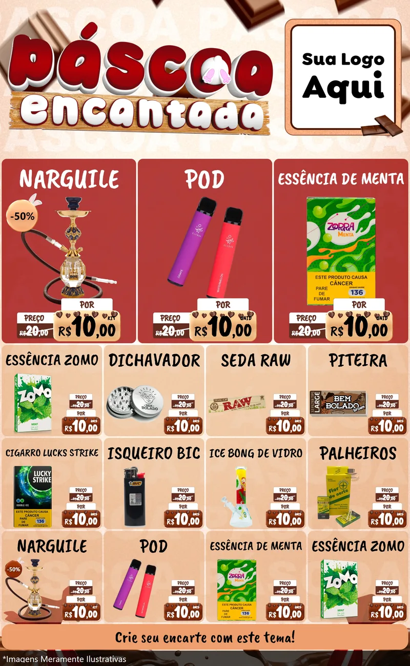 Modelo de Encarte para Encarte Grande com o tema Páscoa Encantada para Tabacaria