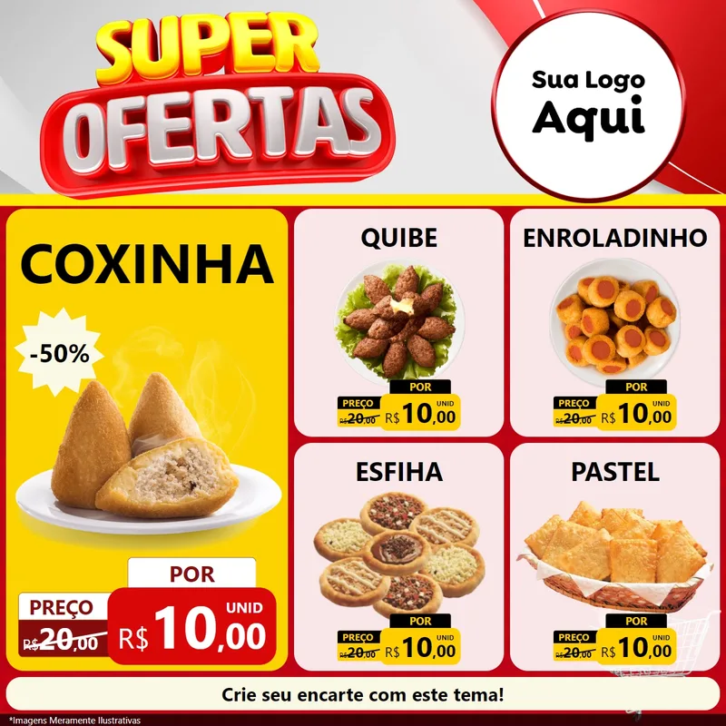 Modelo de Rede Social para Feed Facebook com o tema Super Ofertas para Salgadaria
