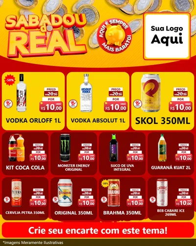 Modelo de Rede Social para Feed Instagram com o tema Sabadou do Real para Distribuidora de bebidas