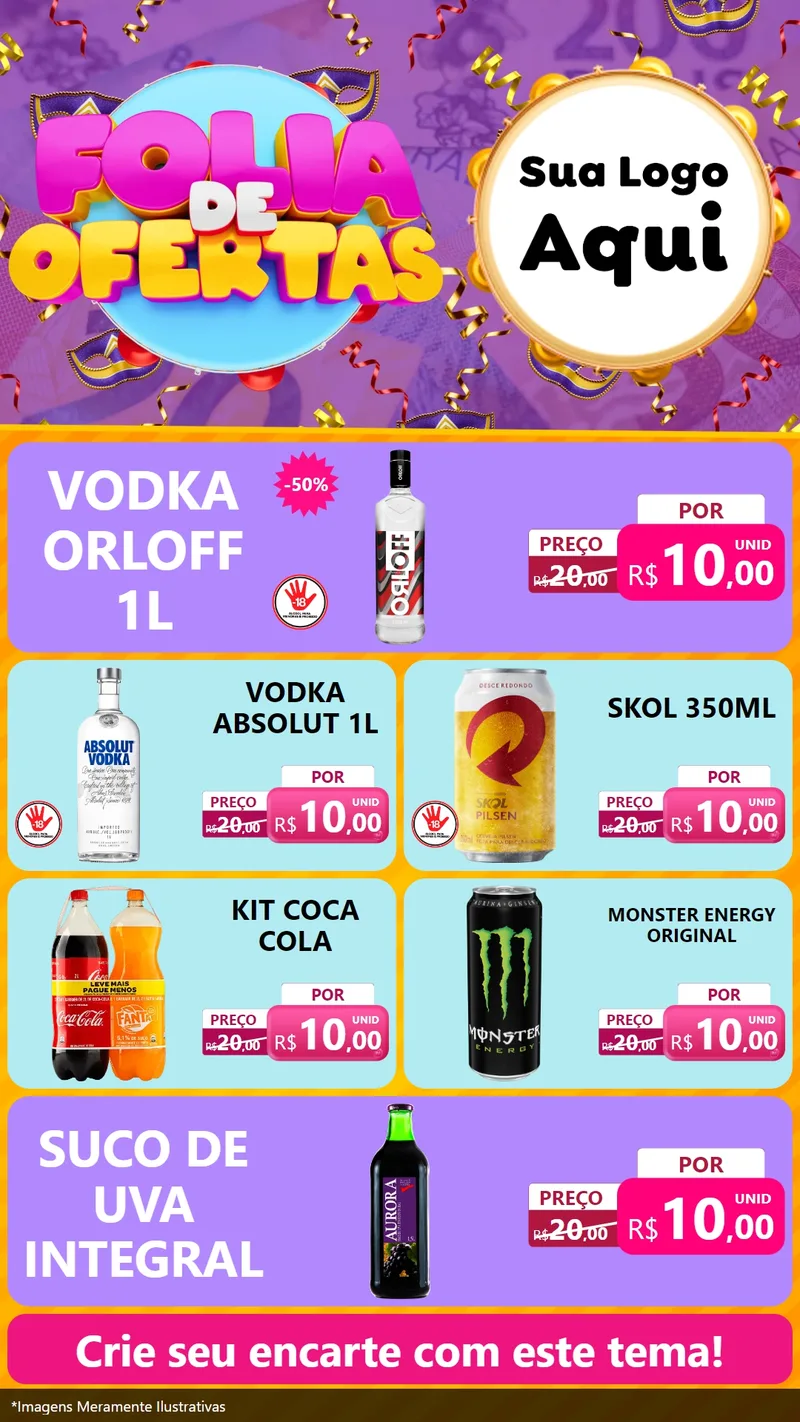 Modelo de TV para TV Vertical com o tema Folia de Ofertas para Distribuidora de bebidas