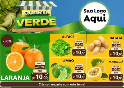 Modelo de Encarte para Encarte A4 Horizontal com o tema Quarta Verde para Hortifrúti