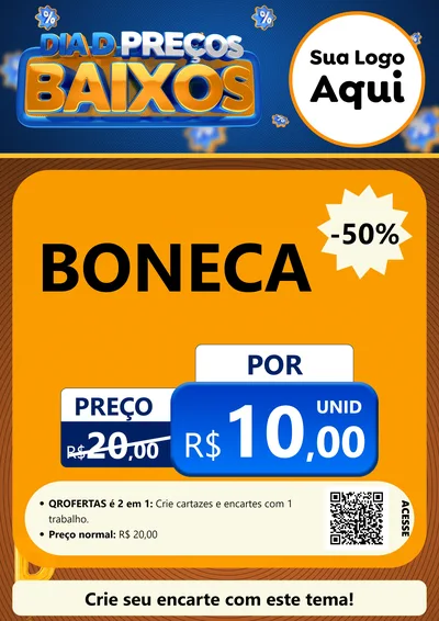 Modelo de Cartaz para Cartaz A4 Vertical com o tema Dia D Preço Baixo para Brinquedos
