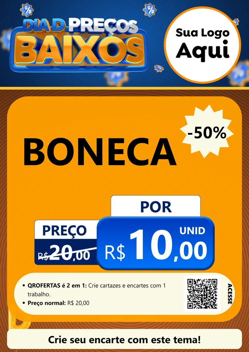 Modelo de Cartaz para Cartaz A4 Vertical com o tema Dia D Preço Baixo para Brinquedos