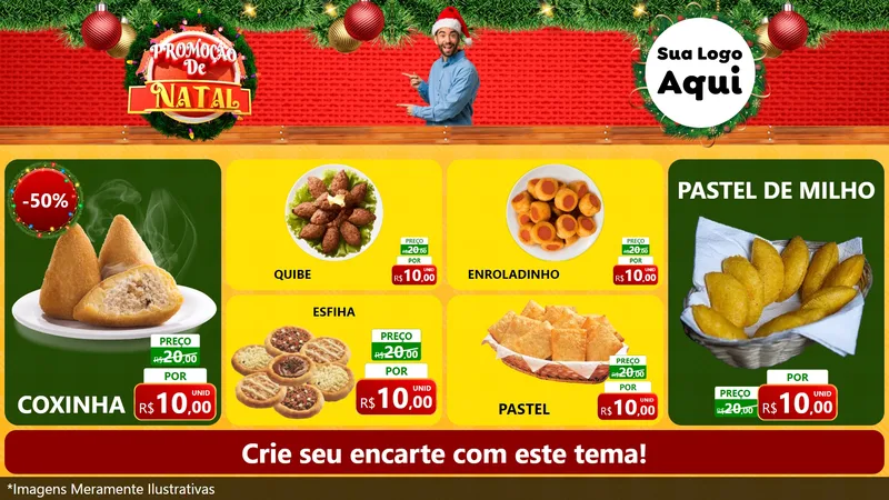 Modelo de TV para TV Horizontal com o tema Promoção de Natal para Salgadaria