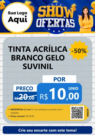 Modelo de Cartaz para Cartaz A4 Vertical com o tema Show de Ofertas para Tintas e Ferramentas