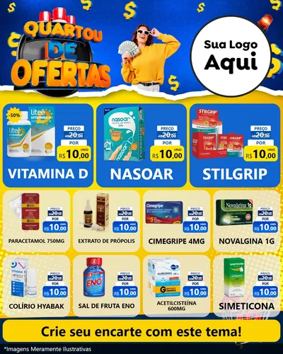 Modelo de Rede Social para Feed Instagram com o tema Quartou de Ofertas para Farmácia
