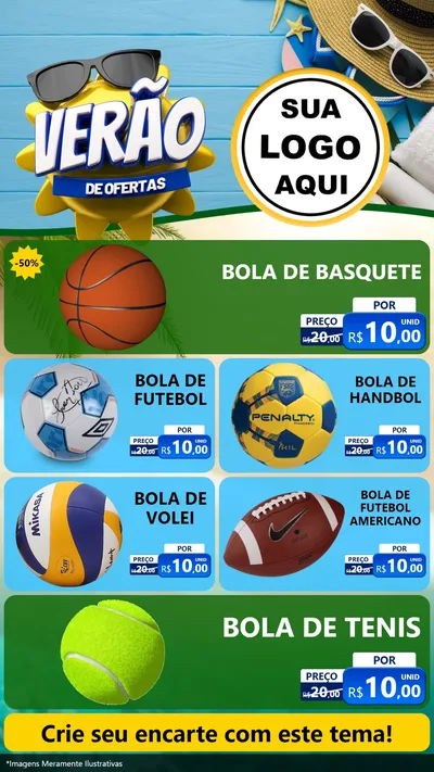Modelo de TV para TV Vertical com o tema Verão de Ofertas para Artigos Esportivos