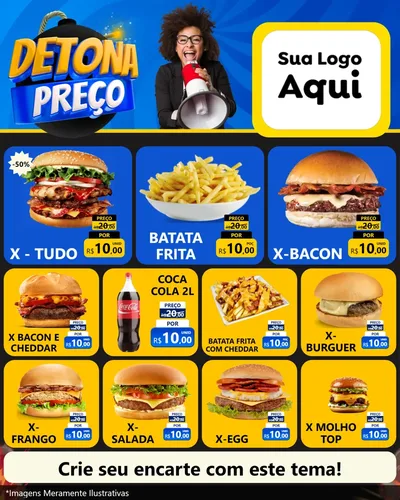 Modelo de Rede Social para Feed Instagram com o tema Detona Preços para Hamburgueria