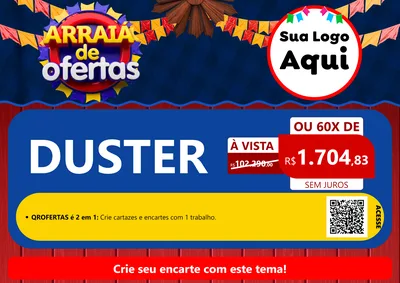 Modelo de Cartaz para Cartaz A4 Horizontal com o tema Arraiá de Ofertas para Concessionaria de Carros