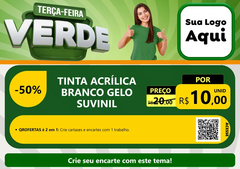 Modelo de Cartaz para Cartaz A4 Horizontal com o tema Terça - Feira Verde para Tintas e Ferramentas