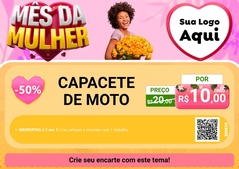Modelo de Cartaz para Cartaz A4 Horizontal com o tema Mês da Mulher para Moto peças