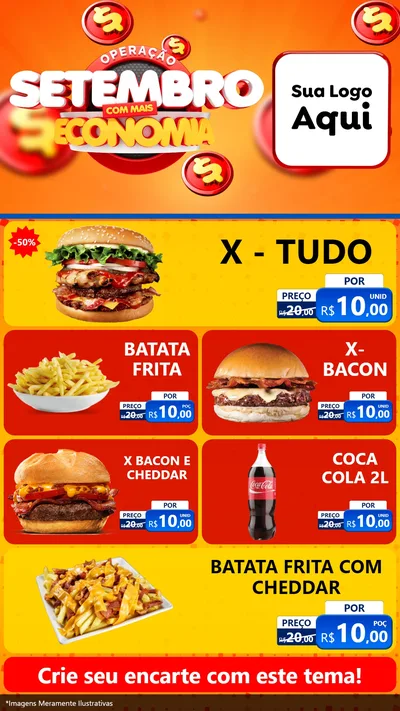 Modelo de TV para TV Vertical com o tema Operação Setembro Com Muita Economia para Hamburgueria