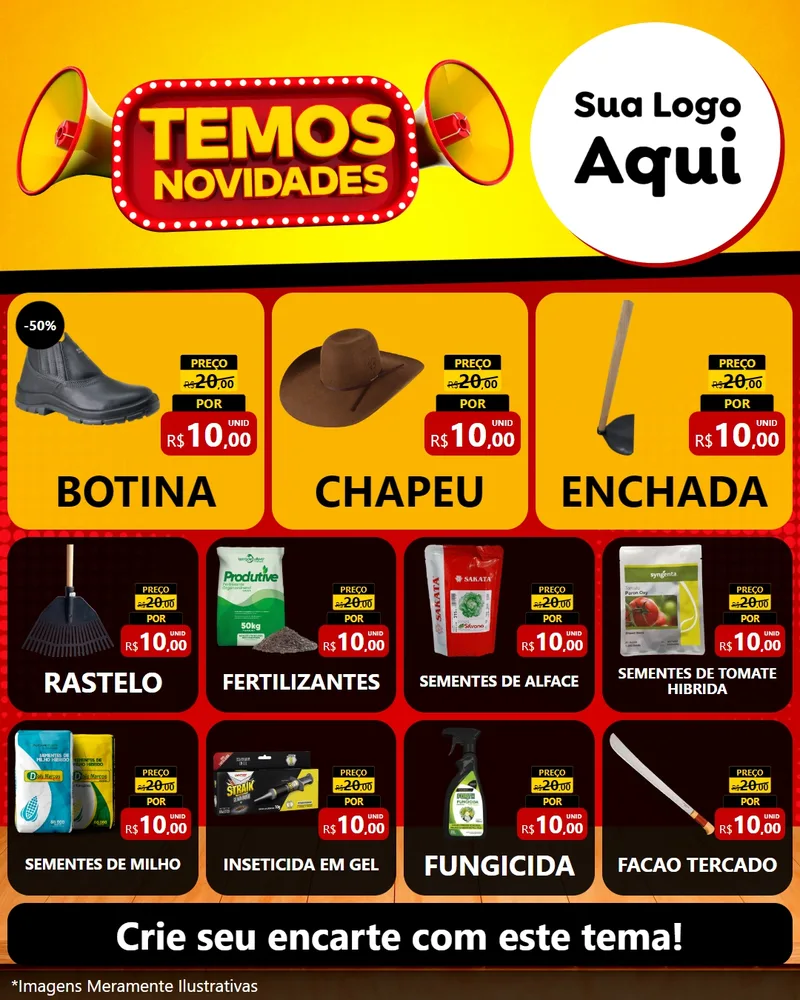 Modelo de Rede Social para Feed Instagram com o tema Temos Novidades para Agropecuária