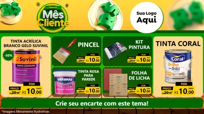 Modelo de TV para TV Horizontal com o tema Especial Mês do Cliente para Tintas e Ferramentas