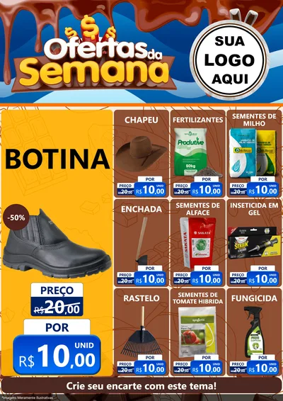 Modelo de Encarte para Encarte A4 Vertical com o tema Ofertas da Semana - Páscoa para Agropecuária