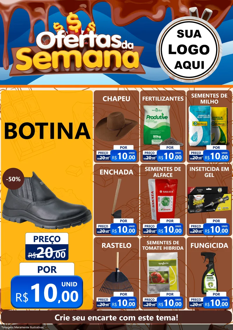 Modelo de Encarte para Encarte A4 Vertical com o tema Ofertas da Semana - Páscoa para Agropecuária