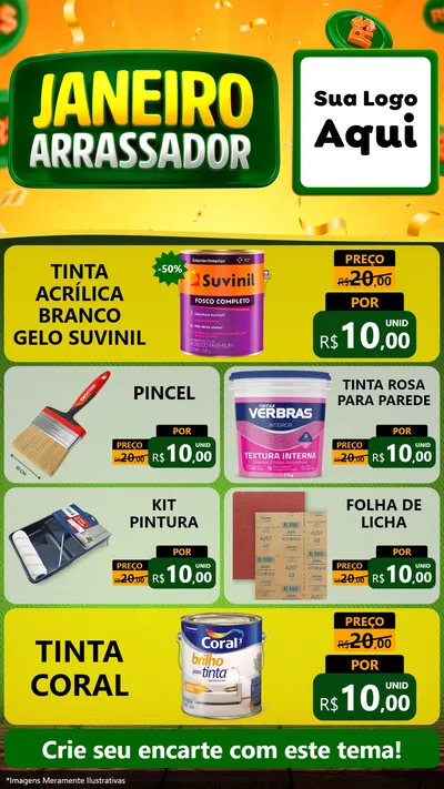 Modelo de TV para TV Vertical com o tema Janeiro Arrasador para Tintas e Ferramentas