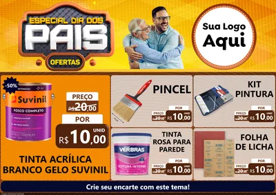 Modelo de Encarte para Encarte A4 Horizontal com o tema Especial Dia dos Pais para Tintas e Ferramentas