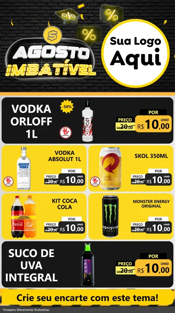 Modelo de TV para TV Vertical com o tema Agosto Imbatível para Distribuidora de bebidas