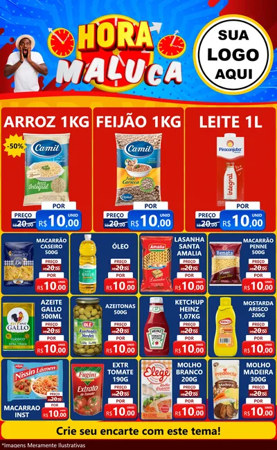 Modelo de Encarte para Encarte Grande com o tema Hora Maluca para Supermercado