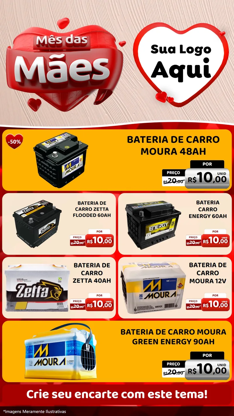Modelo de TV para TV Vertical com o tema Mês das Mães para Baterias Elétricas