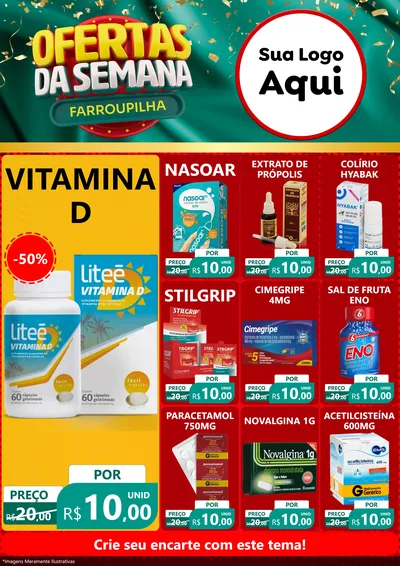 Modelo de Encarte para Encarte A4 Vertical com o tema Ofertas da Semana Farroupilha para Farmácia