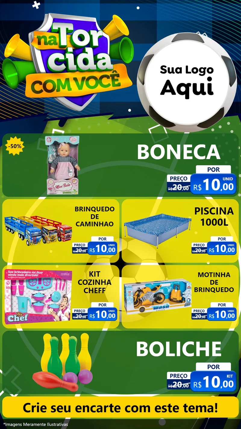 Modelo de TV para TV Vertical com o tema Na Torcida Com Você - Copa para Brinquedos