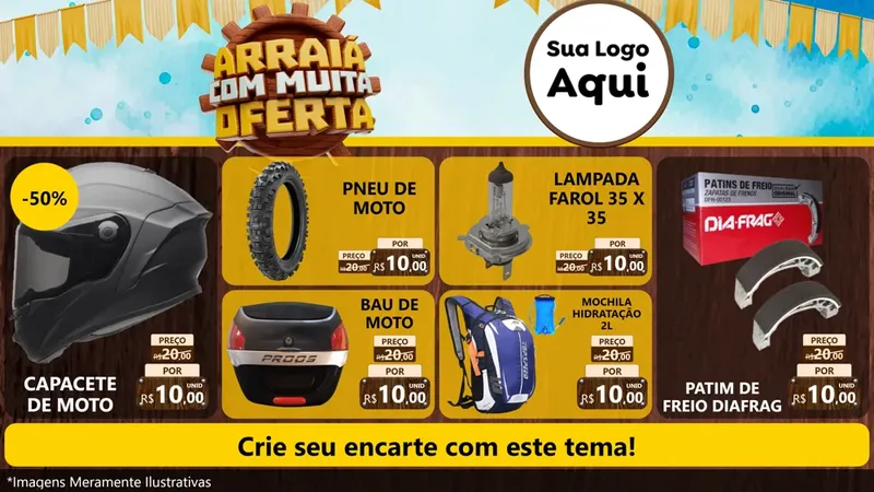Modelo de TV para TV Horizontal com o tema Ofertas de São João - Junina para Moto peças