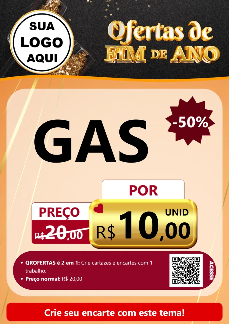 Modelo de Cartaz para Cartaz A4 Vertical com o tema Ofertas de Fim de Ano para Água e gás