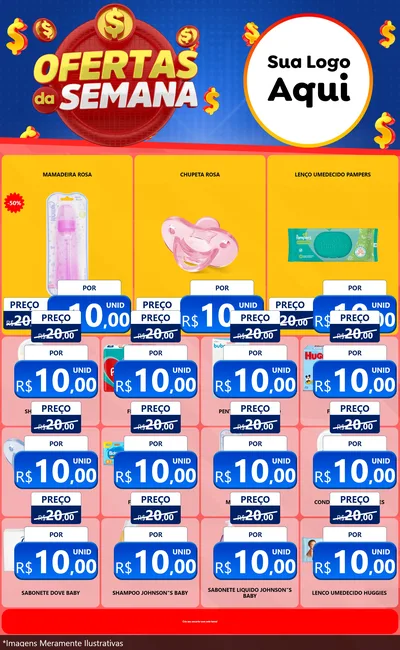 Modelo de Encarte para Encarte Grande com o tema Ofertas Da Semana para Bebês