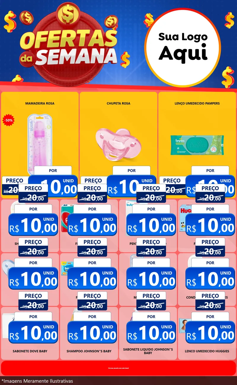 Modelo de Encarte para Encarte Grande com o tema Ofertas Da Semana para Bebês