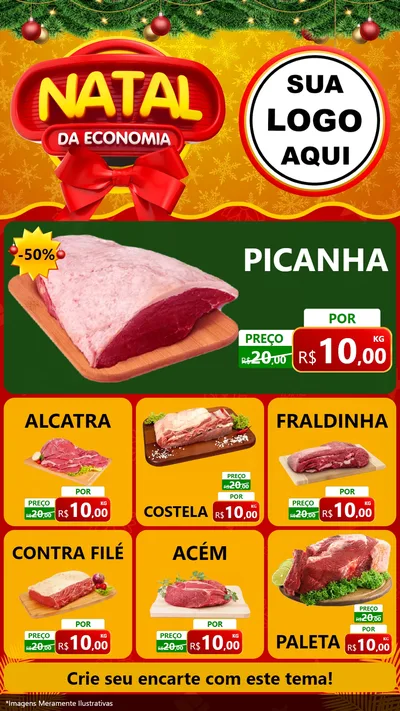 Modelo de Rede Social para Stories com o tema Natal da Economia para Açougue