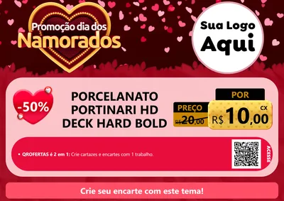 Modelo de Cartaz para Cartaz A4 Horizontal com o tema Promoção Dia Dos Namorados para Pisos e revestimentos