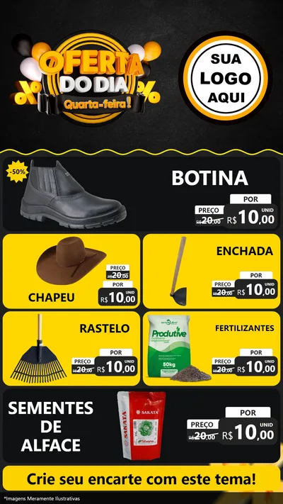 Modelo de TV para TV Vertical com o tema Oferta do Dia - Quarta Feira! para Agropecuária
