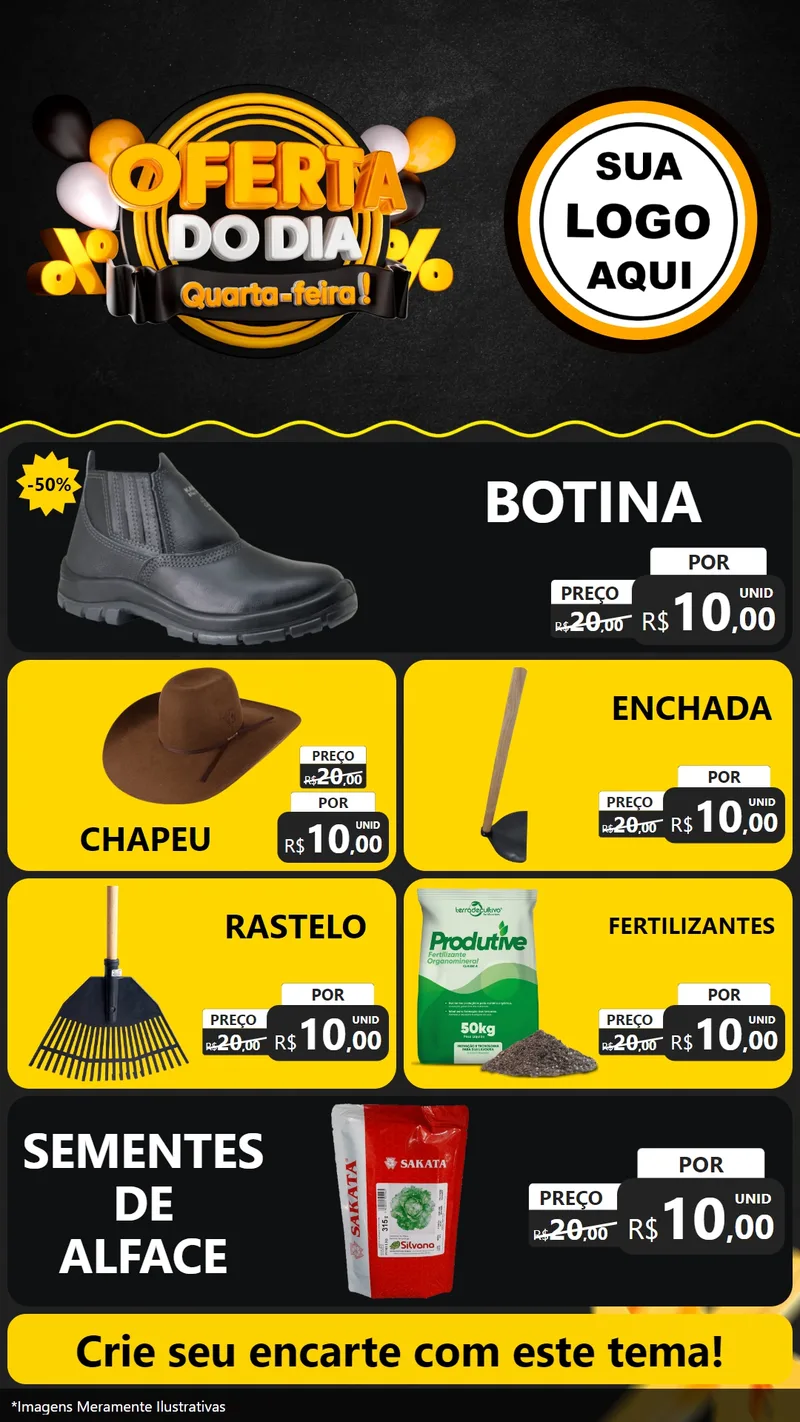Modelo de TV para TV Vertical com o tema Oferta do Dia - Quarta Feira! para Agropecuária