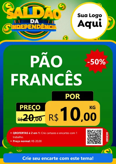 Modelo de Cartaz para Cartaz A4 Vertical com o tema Saldão da Indepêndencia para Padaria
