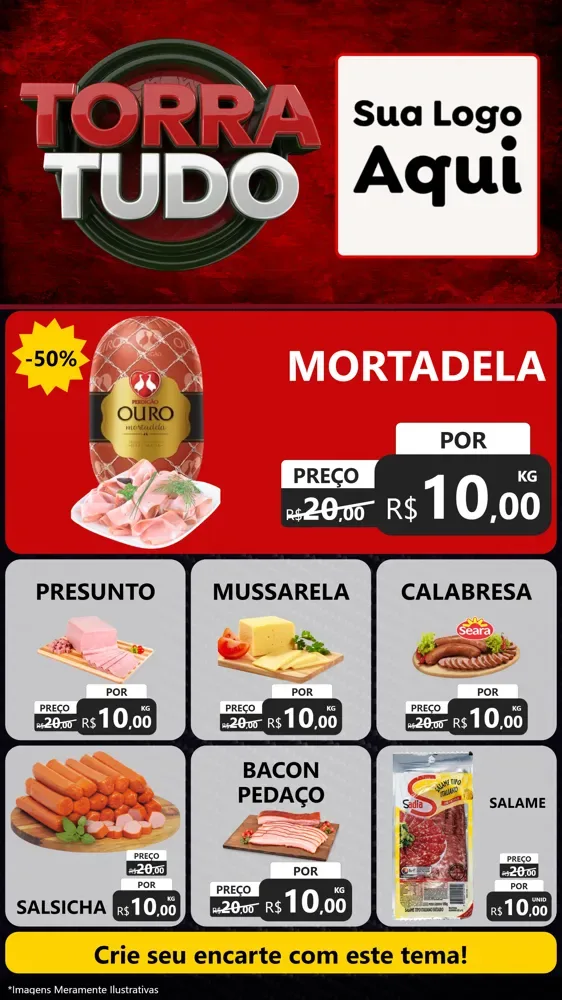 Modelo de Rede Social para Stories com o tema Torra Tudo para Frios e Laticínios