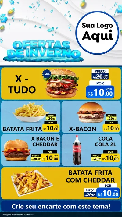 Modelo de TV para TV Vertical com o tema Ofertas de Inverno para Hamburgueria