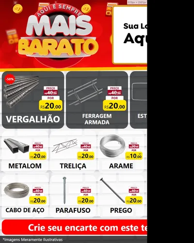 Modelo de Rede Social para Feed Instagram com o tema Mais Barato para Ferragens