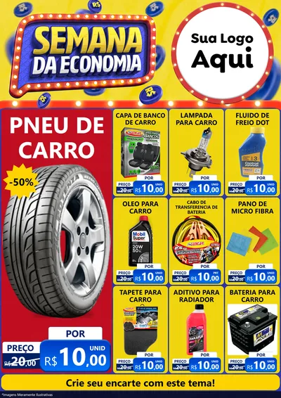 Modelo de Encarte para Encarte A4 Vertical com o tema Semana da Economia para Auto peças